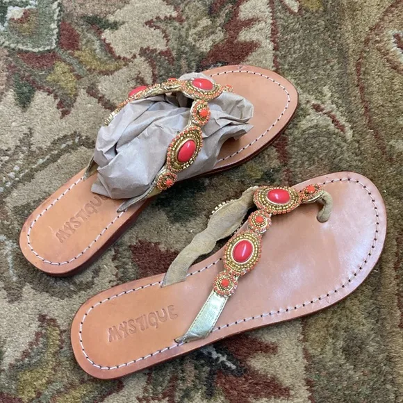 MYSTIQUE Embellished Coral Sandals 😍