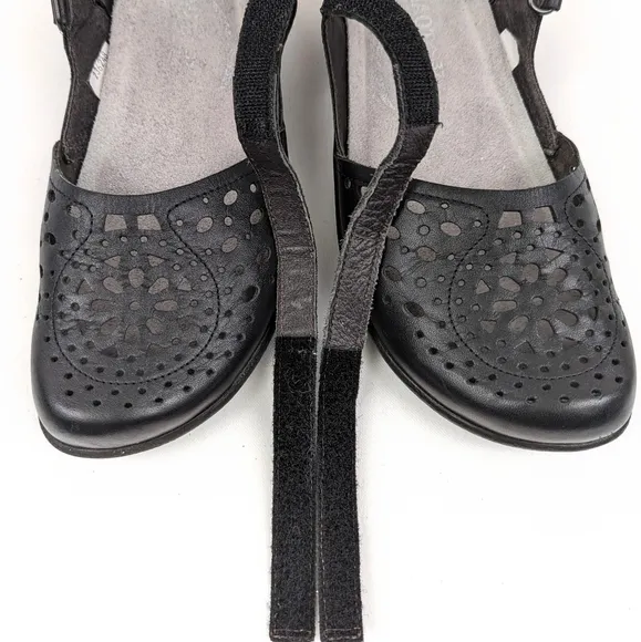 Naot Arataki Mary Jane Sandal Perforated Leather Round Toe Black EU 37 US 6-6.5