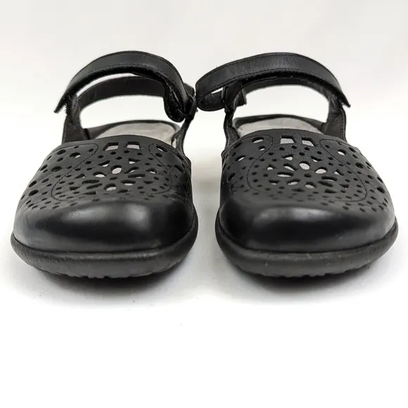 Naot Arataki Mary Jane Sandal Perforated Leather Round Toe Black EU 37 US 6-6.5