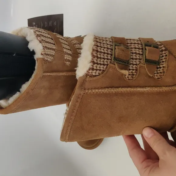 New! 1669 Winter Snow Ankle wool blend Fur Lined OutdoorWarm BUCKLE-sz 2 Boots