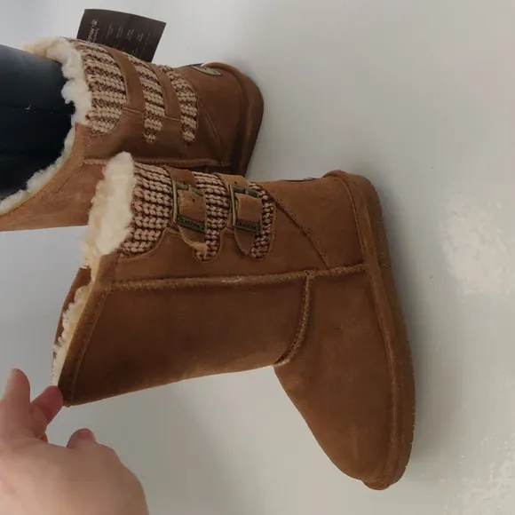 New! 1669 Winter Snow Ankle wool blend Fur Lined OutdoorWarm BUCKLE-sz 2 Boots