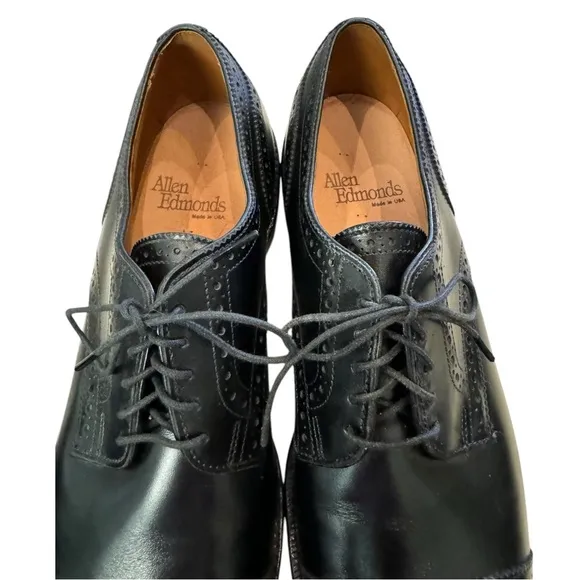 New Allen Edmonds Sanford Black Leather Lace-up Oxford Dress Shoes 9  9B