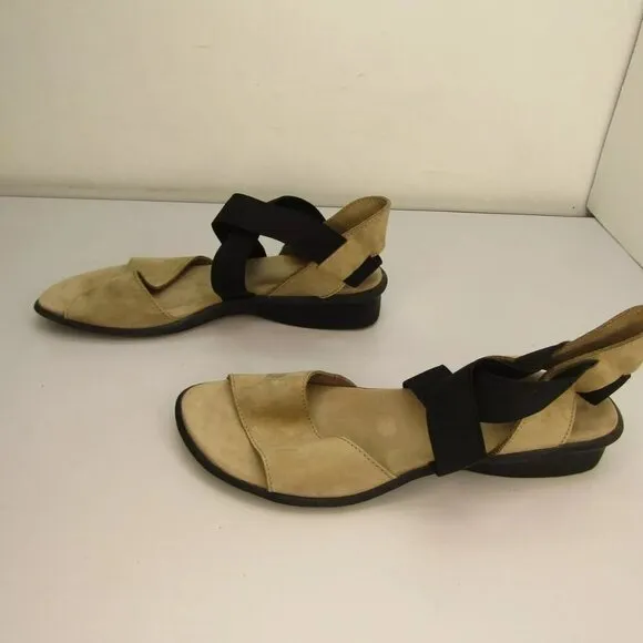 NEW ARCHE Womens Satia Sandals Strappy Low Elasticated Crossed Strap Sand Size 9