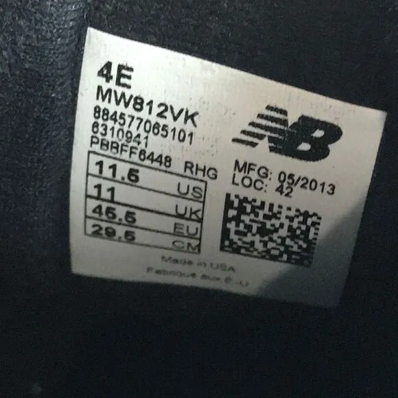 New Balance 812 Black Walking Shoes Hook Loop MW812VK Men’s Size 11.5 4E