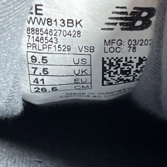 New Balance 813 Black Walking Shoes Women's Size 9.5 2E Extra WIDE WW813BK
