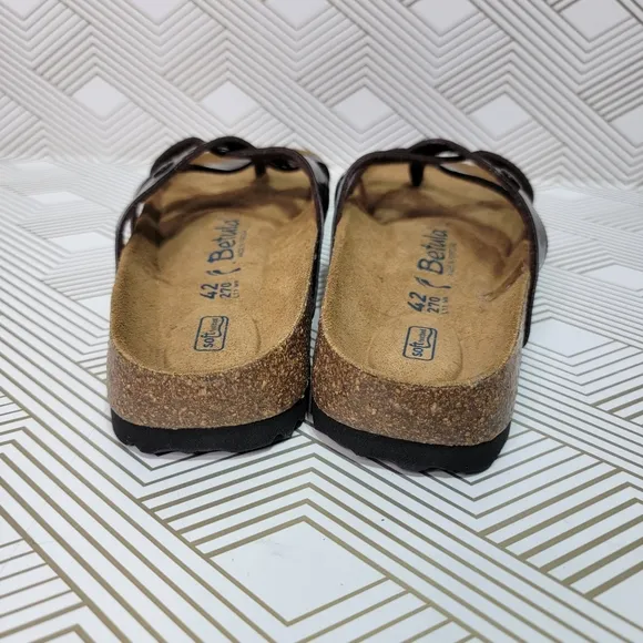 New Betula Vinja Birkenstock Brown Patent Soft Footbed Sandals Size EU 42 US 11.