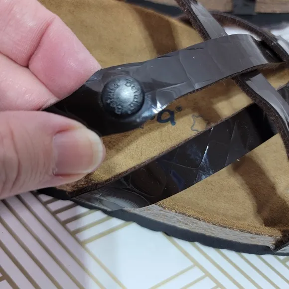 New Betula Vinja Birkenstock Brown Patent Soft Footbed Sandals Size EU 42 US 11.