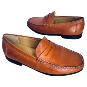 NEW Brass Boot Walking Glove Leather Shoes 10.5 W Saddle Tan Brown Penny Loafers