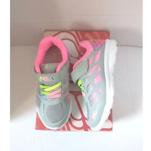 New! FILA Little Girls Superstride 2 Running Sneakers Athletic Shoes Gray Pink