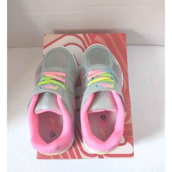 New! FILA Little Girls Superstride 2 Running Sneakers Athletic Shoes Gray Pink