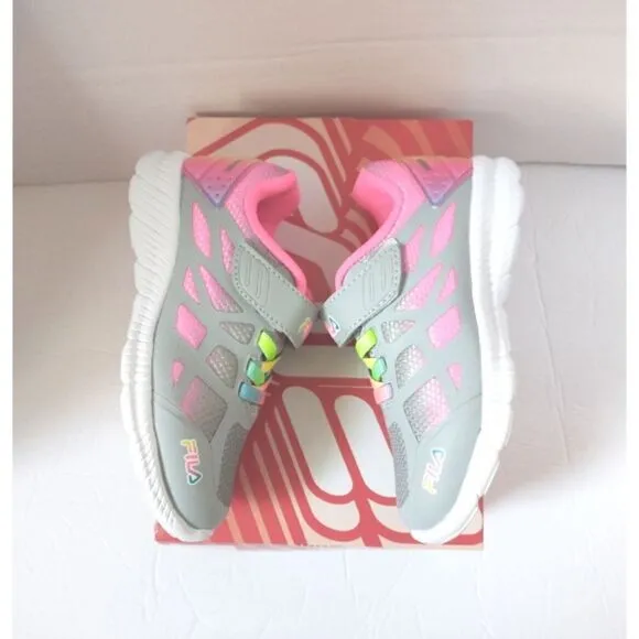 New! FILA Little Girls Superstride 2 Running Sneakers Athletic Shoes Gray Pink