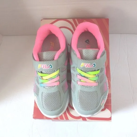 New! FILA Little Girls Superstride 2 Running Sneakers Athletic Shoes Gray Pink
