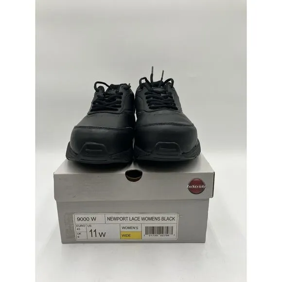 NEW InStride Newport Lace Women's Walking Shoes Black Size 11 WIDE (9000 W) NIB