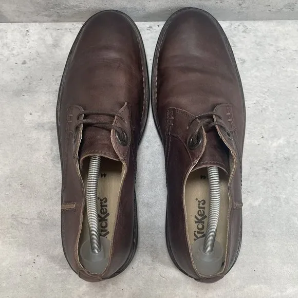NEW Kickers Oxfords Brown Casual Leather Lace Up Shoes Size Mens EU 44‎ US 10