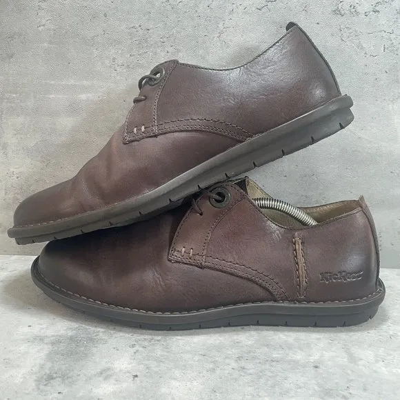 NEW Kickers Oxfords Brown Casual Leather Lace Up Shoes Size Mens EU 44‎ US 10