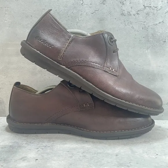 NEW Kickers Oxfords Brown Casual Leather Lace Up Shoes Size Mens EU 44‎ US 10