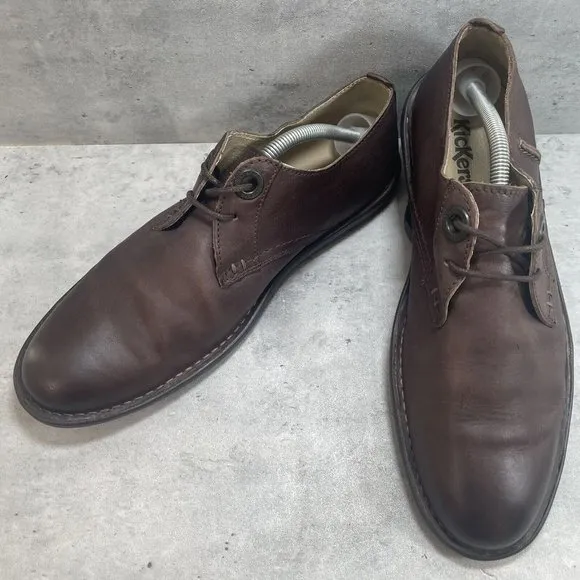 NEW Kickers Oxfords Brown Casual Leather Lace Up Shoes Size Mens EU 44‎ US 10