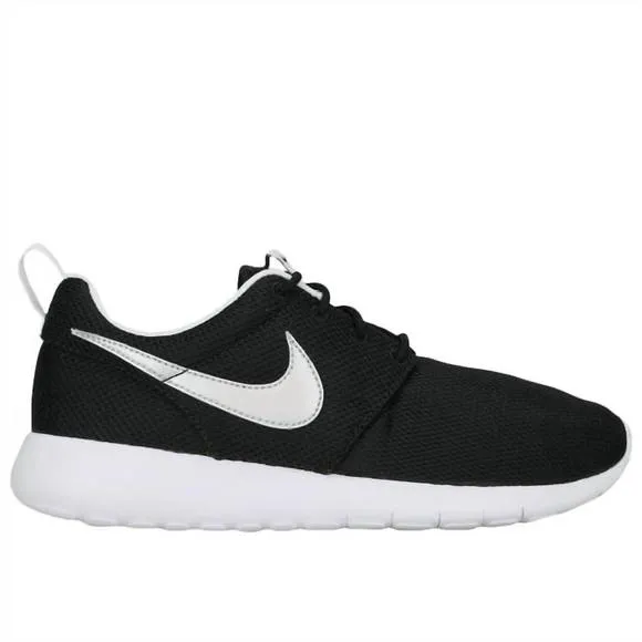 NEW NIKE youth roshe one shoes in black/metallic silver