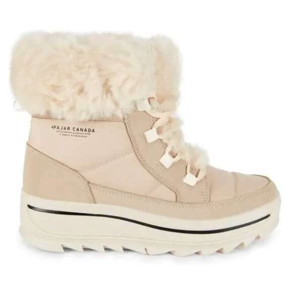 NEW PAJAR Torey Mid Rise Boots With Faux Fur Cuffs light sand for women 1061tn