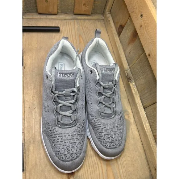 NEW Propet TravelActiv Stretch Walking Shoes W5102 US12 M (B) Gray White Womens