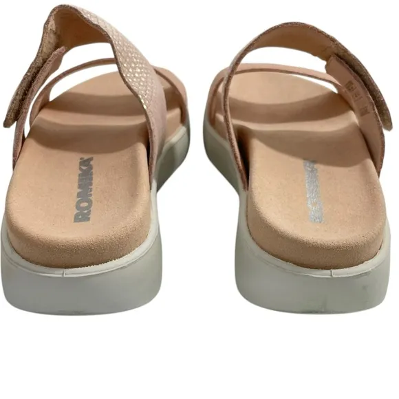 NEW Romika Borneo 01 Adjustable Leather Slide Sandals Nude Women’s Size EU 37