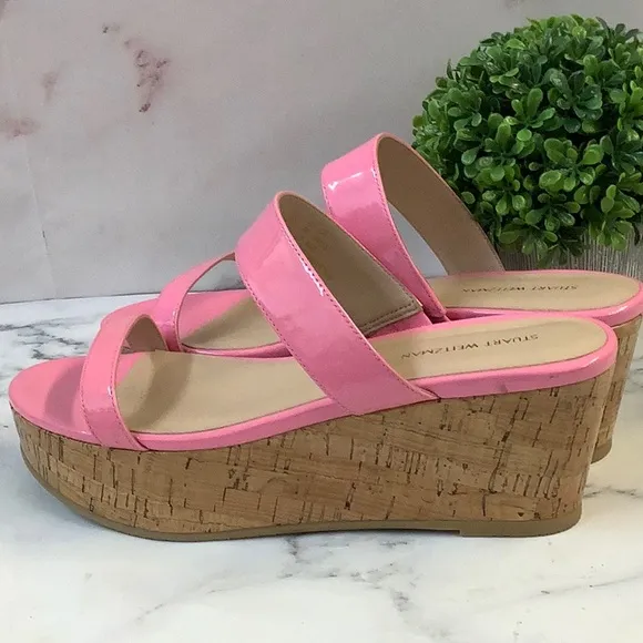 New Stuart Weitzman Pink Cork-like Wedge size 7