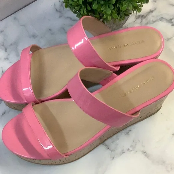 New Stuart Weitzman Pink Cork-like Wedge size 7