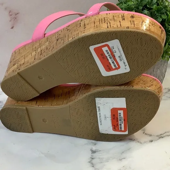 New Stuart Weitzman Pink Cork-like Wedge size 7