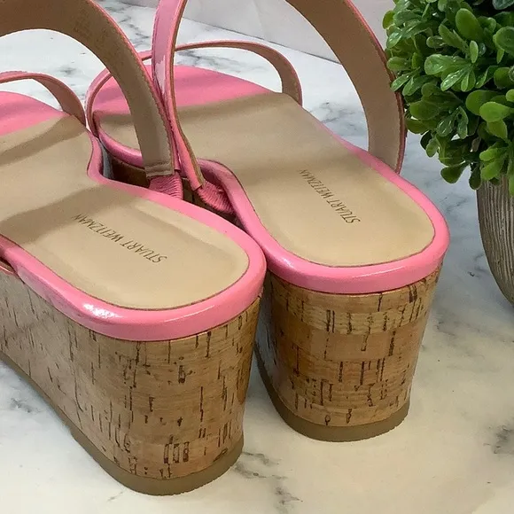 New Stuart Weitzman Pink Cork-like Wedge size 7