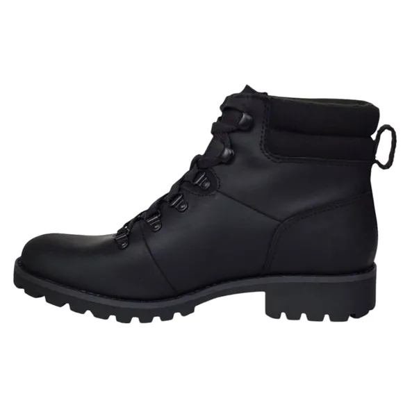 New Timberland Ellendale leather hiker boots black lace up block heel outdoor