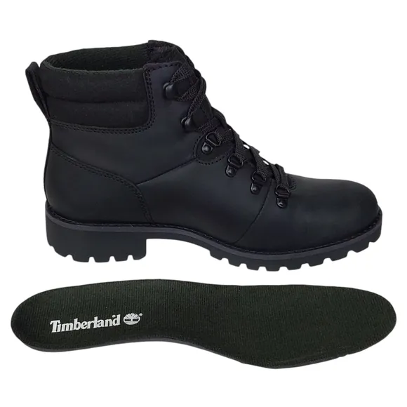 New Timberland Ellendale leather hiker boots black lace up block heel outdoor