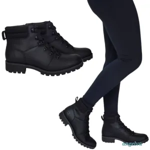 New Timberland Ellendale leather hiker boots black lace up block heel outdoor