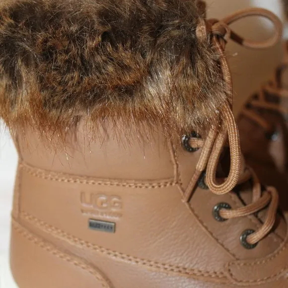 NEW UGG ADIRONDACK III LEATHER‎ FUR SHEARLING SNOW WINTER BOOTS CHESTNUT