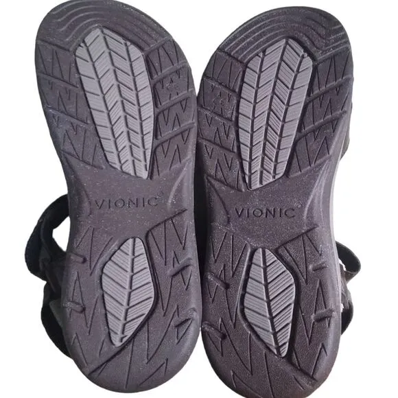New! Vionic Velcro Adjustable Canoe Leo Men's Brown Leather Strap Sandal