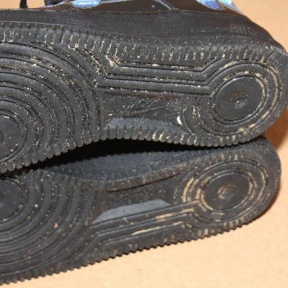Nike Air Force 1 Black Sneakers Kids Size 7Y 314192-009 Butterflies