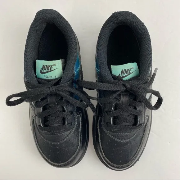 Nike Air Force 1 size 10C Toddler Black Blue Baby Dragon Sneakers BV6063-001