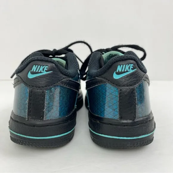 Nike Air Force 1 size 10C Toddler Black Blue Baby Dragon Sneakers BV6063-001