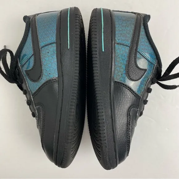 Nike Air Force 1 size 10C Toddler Black Blue Baby Dragon Sneakers BV6063-001