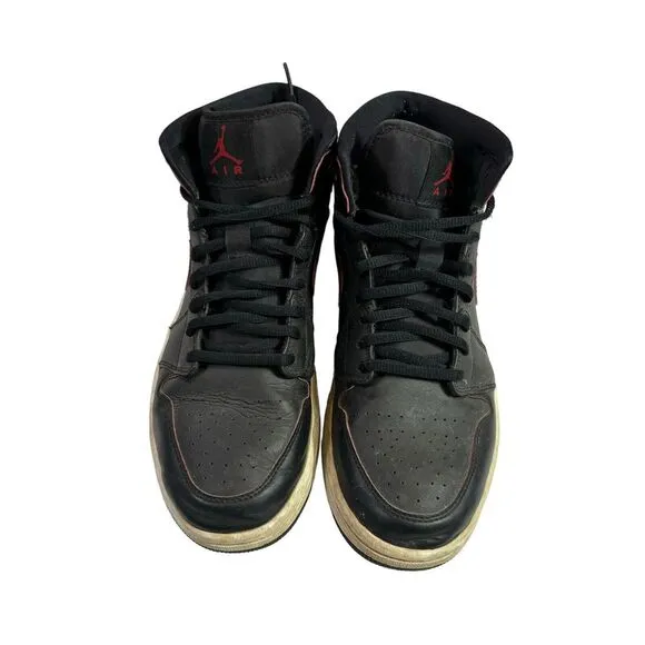 Nike Air Jordan 1 Mid Retro Black Red Men‎ Sneaker Shoes 554724-009 Size 9