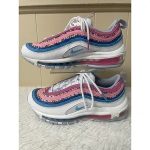 Nike Air Max 97 GS Sneakers Shoes White/Pink 921522-116 Size 5Y Colorful
