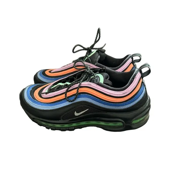 Nike AIR MAX 97 'MULTI-COLOR' #CW6028 001 Black Electro Green/Fuchsia Glow Shoes