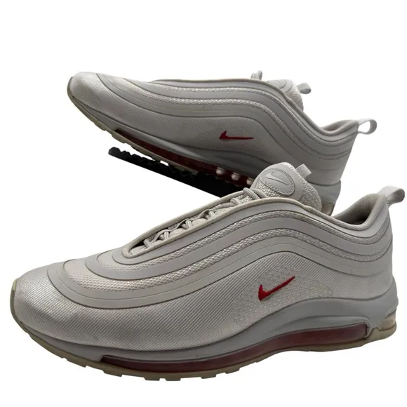 Nike Air Max 97 Ultra 17 Mens 11.5 White Varsity Red Shoes Sneakers AH9947-002