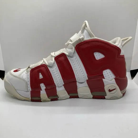 Nike Air More Uptempo Mens 11 White Varsity Red Shoes Sneakers 414962-100