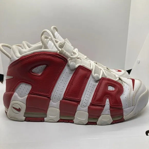 Nike Air More Uptempo Mens 11 White Varsity Red Shoes Sneakers 414962-100