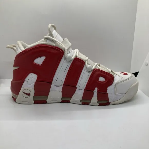 Nike Air More Uptempo Mens 11 White Varsity Red Shoes Sneakers 414962-100