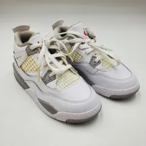 Nike Boys Air Jordan 4 BQ7670-100 White Basketball Shoes Sneakers Size 10C Flaw
