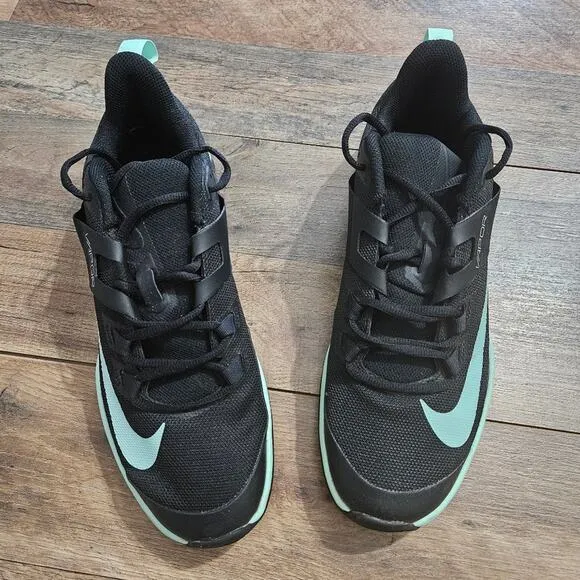 Nike Court Vapor Lite HC Size Men’s Size 10 Tennis Shoes Black Mint Green Swoosh