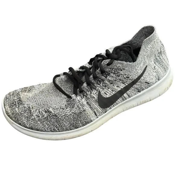 Nike Free RN Flyknit Women's Sz 8.5 Running Shoes Black White Oreo mesh 2017