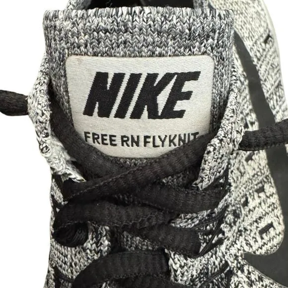 Nike Free RN Flyknit Women's Sz 8.5 Running Shoes Black White Oreo mesh 2017