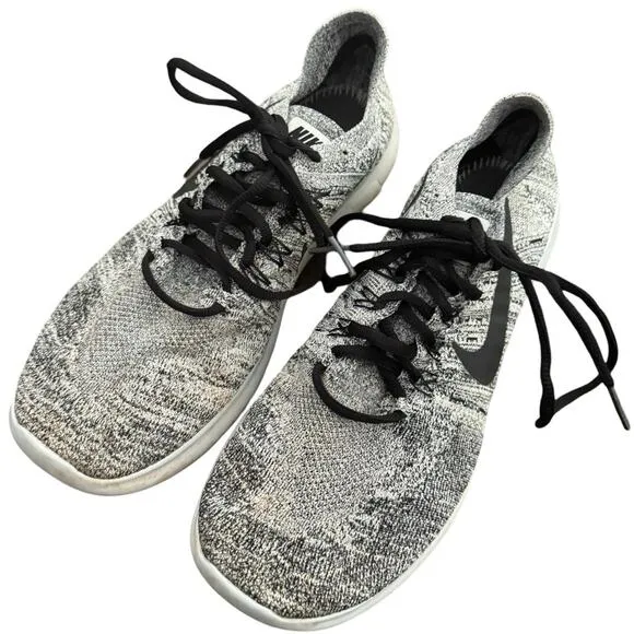 Nike Free RN Flyknit Women's Sz 8.5 Running Shoes Black White Oreo mesh 2017